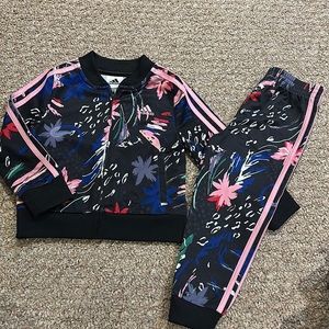 Girls Adidas Floral Tracksuit